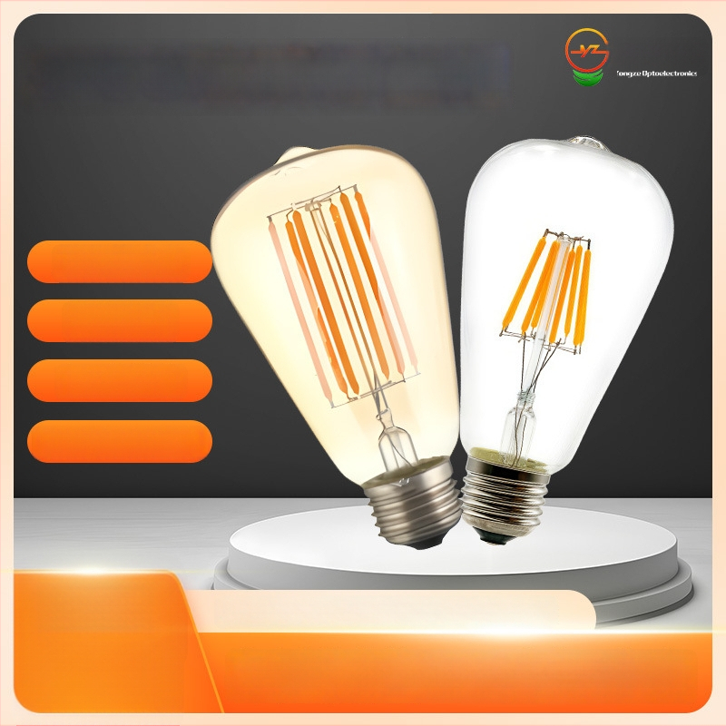 Edison LED filamentų lemputė E27 ST64, 220V, 480 lm, 360° šviesos spindulio kampas, reguliuojamas ryškumas