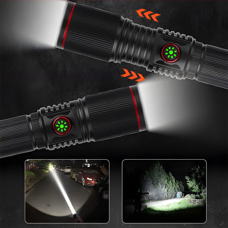 Rankinis žibintuvas su aliuminio lydinio korpusu, modelis G25-0921, 50–100 m nuotolis, atsparus vandeniui