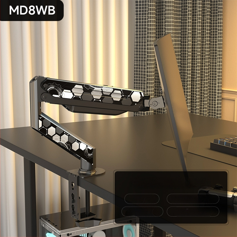 Md8 atnaujintas monitoriaus laikiklis – šaltai valcuoto plieno, suderinamas su 17–32 colių monitoriais, 3 kg svoris, pasisukantis kantilever galda stovas