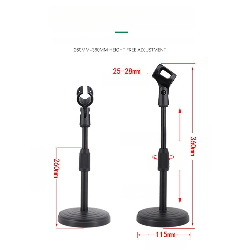 Stalo mikrofono stovas su sunkia metalo disko pagrindu, reguliuojamas aukštis, kompatibilus su kondensatoriaus mikrofonu, MILESNG ZM02