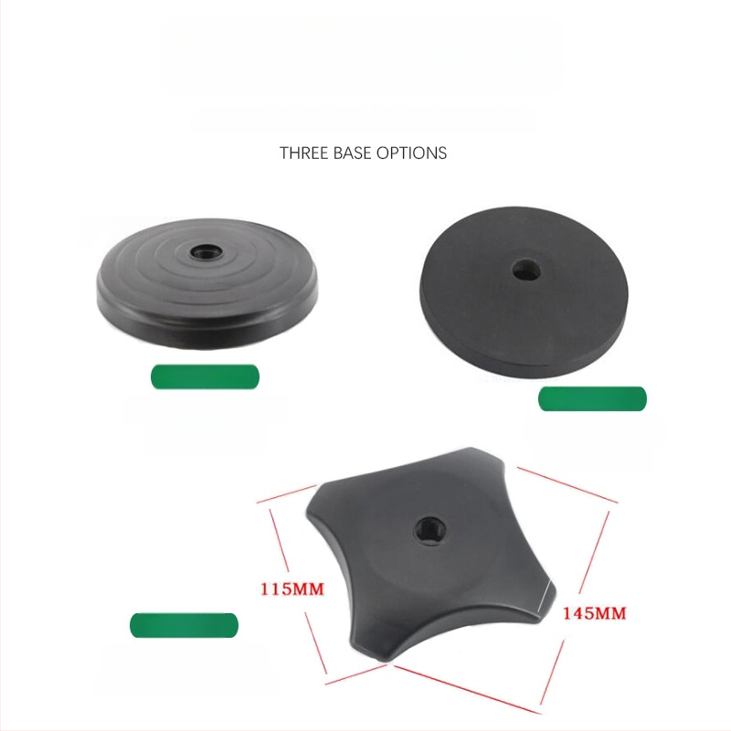 Stalo laikiklis telefonui ir mikrofonui su reguliuojamu apšvietimu tiesioginiams transliavimams, apvalios diskos pagrindas, metalinė vamzdinė konstrukcija.