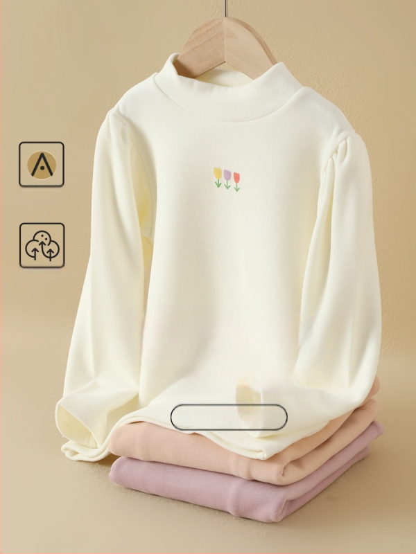 Mergaitėms žieminis marškinėliai su apvaliu kaklu, Lyocell 50,6%, 330 g/m² pluošto, švelnus apdorojimas, tinkamas vaikams virš 140 cm