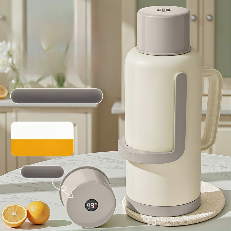 Termosas su stiklo įdėklu, didelė talpa, 12–24 val. izoliacija, premium Xinmeiya PP+stiklo vidus