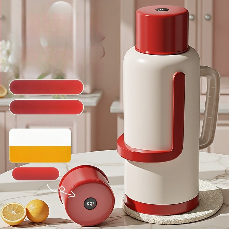 Termosas su stiklo įdėklu, didelė talpa, 12–24 val. izoliacija, premium Xinmeiya PP+stiklo vidus