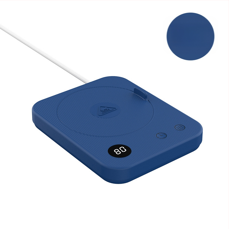 Kavos puodelio šildymo padėklas su 4 temperatūros režimais iki 80°C, prisilietimo valdymas, kintamosios srovės maitinimas, automatinis išjungimas