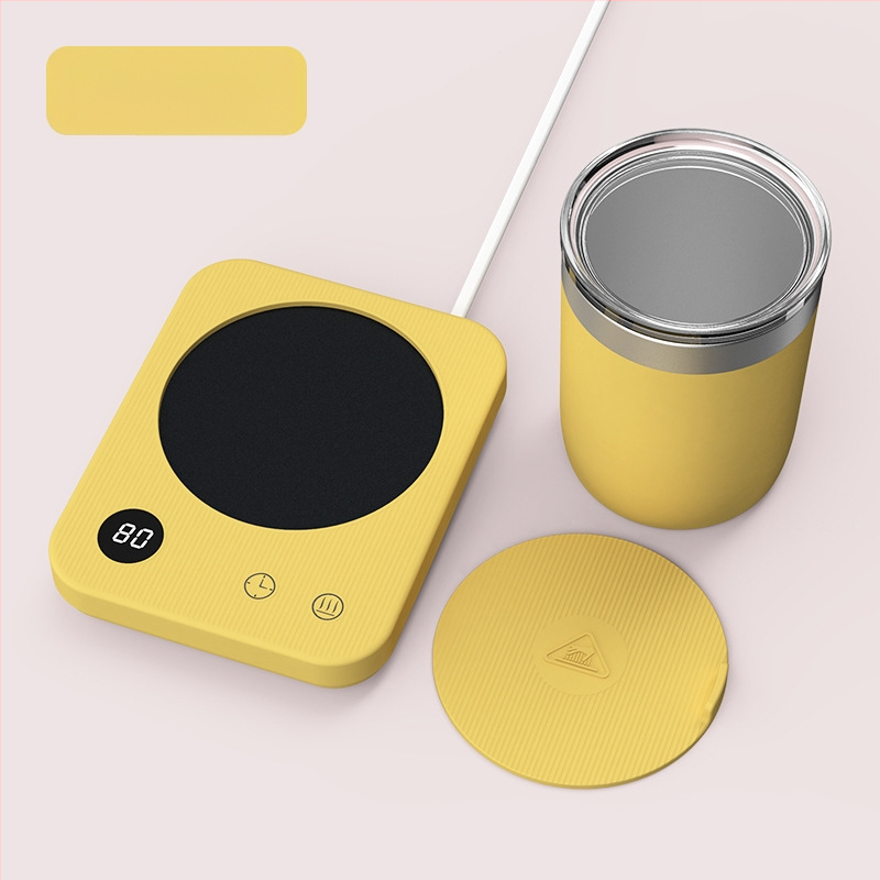 Kavos puodelio šildymo padėklas su 4 temperatūros režimais iki 80°C, prisilietimo valdymas, kintamosios srovės maitinimas, automatinis išjungimas