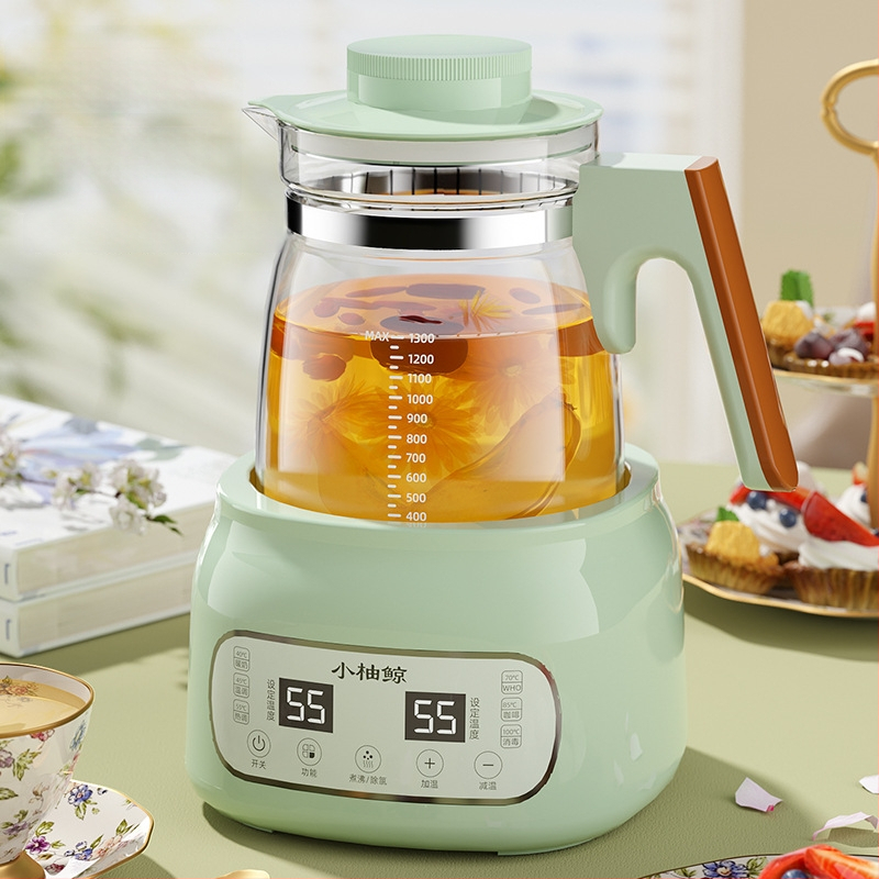 Stiklinis elektrinis puodukas kūdikių pienui – termostatinė kontrolė, lietimui jautrus valdymas, visiškai automatinis pieno šildymas su ekranu ir palaikymo šilumos funkcija