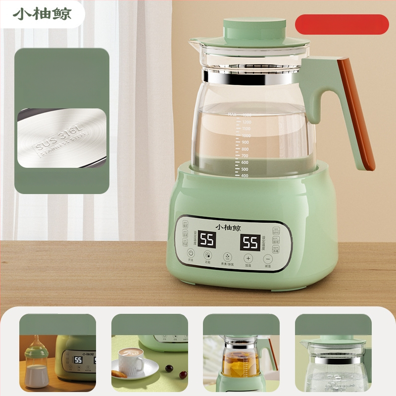 Stiklinis elektrinis puodukas kūdikių pienui – termostatinė kontrolė, lietimui jautrus valdymas, visiškai automatinis pieno šildymas su ekranu ir palaikymo šilumos funkcija