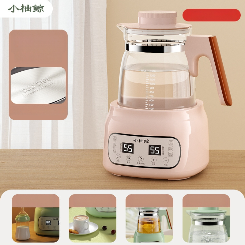 Stiklinis elektrinis puodukas kūdikių pienui – termostatinė kontrolė, lietimui jautrus valdymas, visiškai automatinis pieno šildymas su ekranu ir palaikymo šilumos funkcija