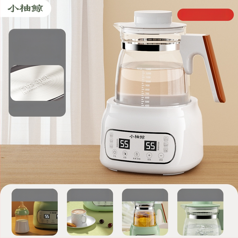 Stiklinis elektrinis puodukas kūdikių pienui – termostatinė kontrolė, lietimui jautrus valdymas, visiškai automatinis pieno šildymas su ekranu ir palaikymo šilumos funkcija