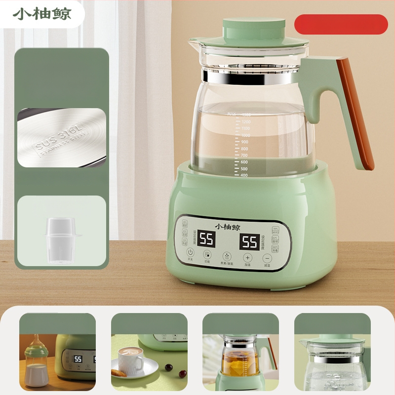 Stiklinis elektrinis puodukas kūdikių pienui – termostatinė kontrolė, lietimui jautrus valdymas, visiškai automatinis pieno šildymas su ekranu ir palaikymo šilumos funkcija