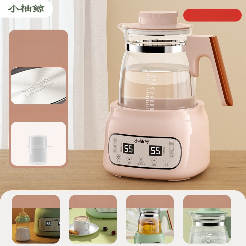 Stiklinis elektrinis puodukas kūdikių pienui – termostatinė kontrolė, lietimui jautrus valdymas, visiškai automatinis pieno šildymas su ekranu ir palaikymo šilumos funkcija