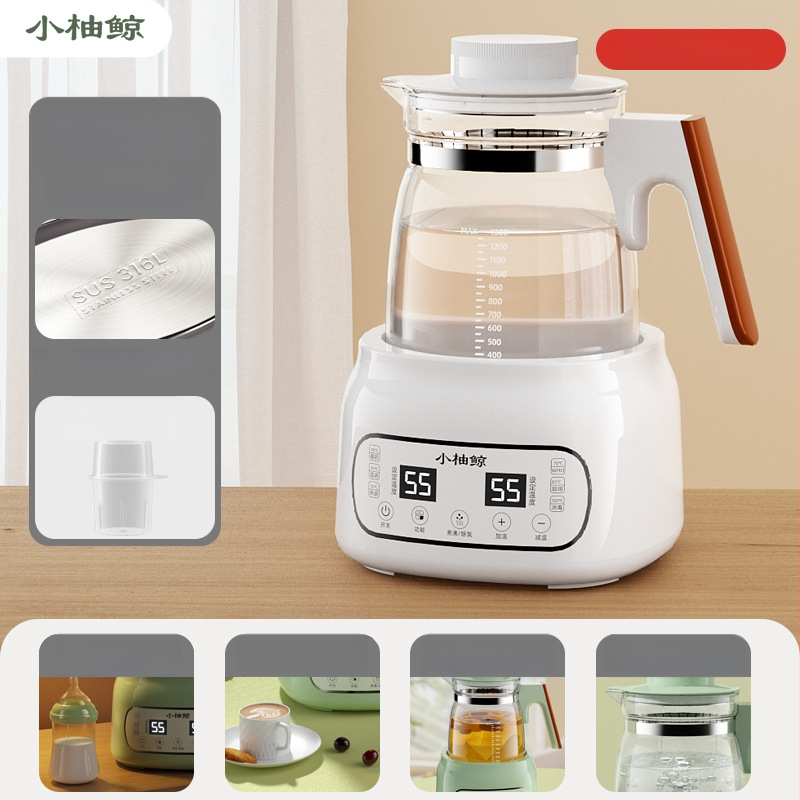 Stiklinis elektrinis puodukas kūdikių pienui – termostatinė kontrolė, lietimui jautrus valdymas, visiškai automatinis pieno šildymas su ekranu ir palaikymo šilumos funkcija