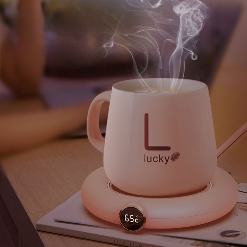 Išmanus puodelio šildymo padėkliukas su plastine apdaila, USB maitinimas, mechaninis valdymas, be automatinio išjungimo, tinkamas biurui ir namams.