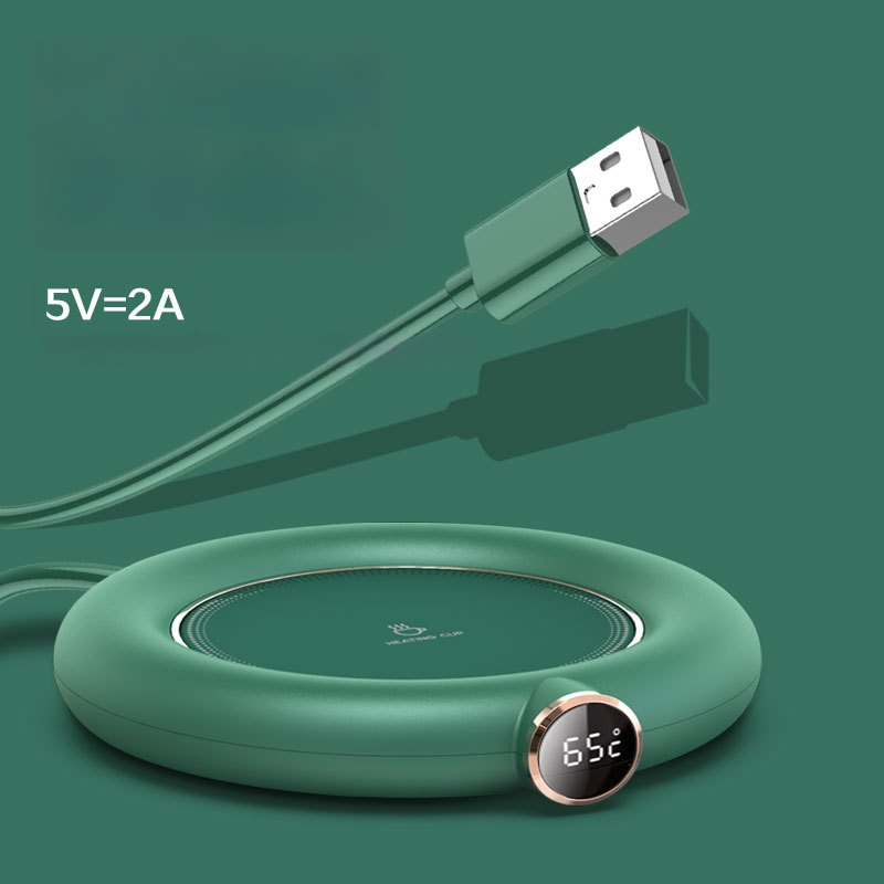 Išmanus puodelio šildymo padėkliukas su plastine apdaila, USB maitinimas, mechaninis valdymas, be automatinio išjungimo, tinkamas biurui ir namams.