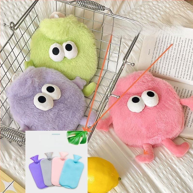 Vandens pildyta karšto vandens buteliukas, flanelė, mielas piešinių stilius, rankų šildytuas, 100 g