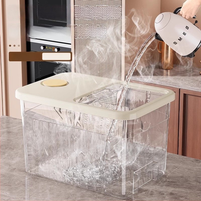 Riisihoiukast suletud, niiskuskindla ja putukakaitsega disainiga; maht 10 l; PP plastik; bränd Star Saint; logotüübi trükkimine võimalik; kuupäeva registreerimine