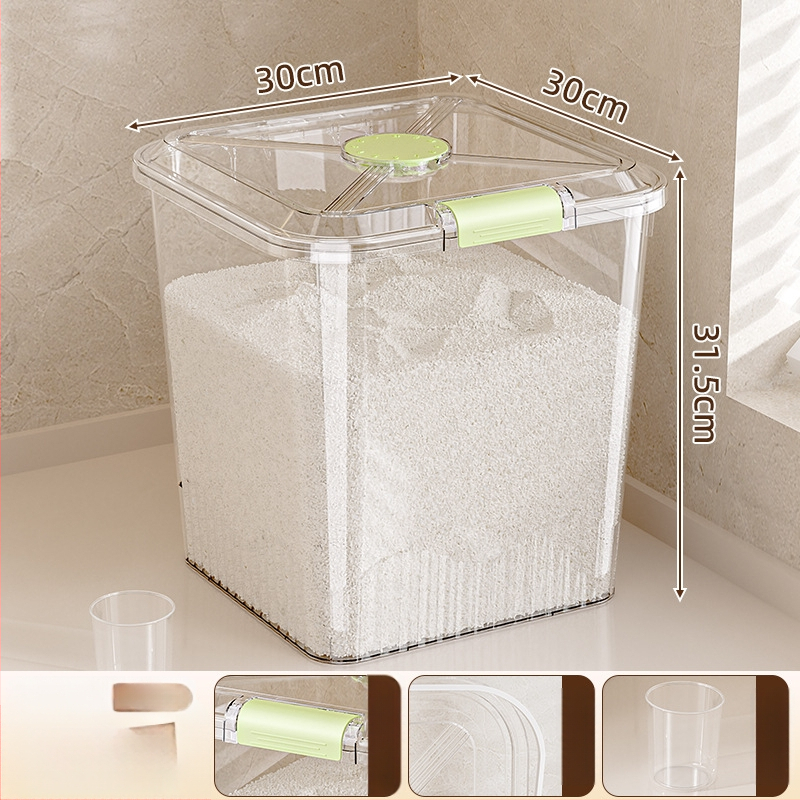 Ryžių sandėliavimo kibiras, atsparus drėgmei ir kenkėjams (PP plastikas, talpa 10L+, Mabalo/maibaolong)