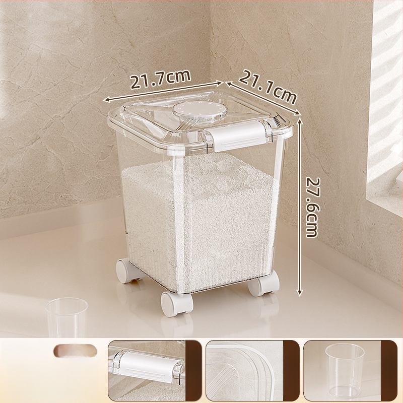 Ryžių sandėliavimo kibiras, atsparus drėgmei ir kenkėjams (PP plastikas, talpa 10L+, Mabalo/maibaolong)