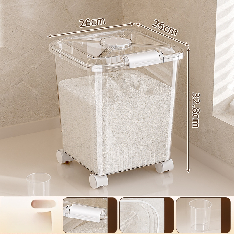 Ryžių sandėliavimo kibiras, atsparus drėgmei ir kenkėjams (PP plastikas, talpa 10L+, Mabalo/maibaolong)