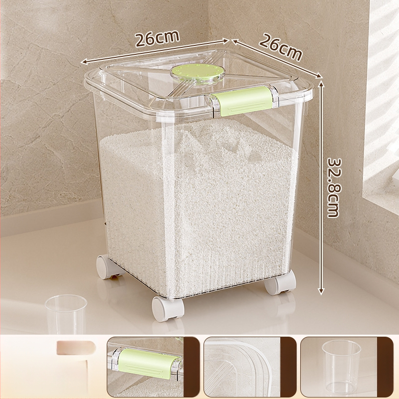 Ryžių sandėliavimo kibiras, atsparus drėgmei ir kenkėjams (PP plastikas, talpa 10L+, Mabalo/maibaolong)