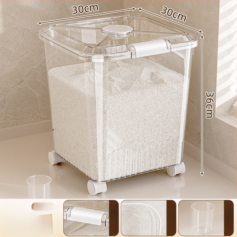 Ryžių sandėliavimo kibiras, atsparus drėgmei ir kenkėjams (PP plastikas, talpa 10L+, Mabalo/maibaolong)