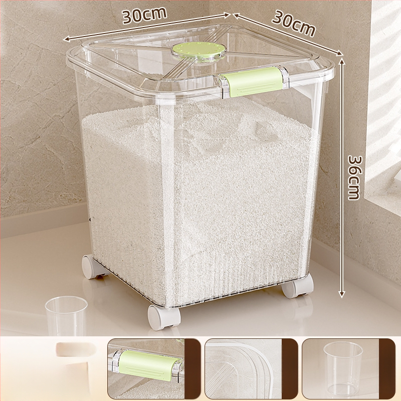 Ryžių sandėliavimo kibiras, atsparus drėgmei ir kenkėjams (PP plastikas, talpa 10L+, Mabalo/maibaolong)