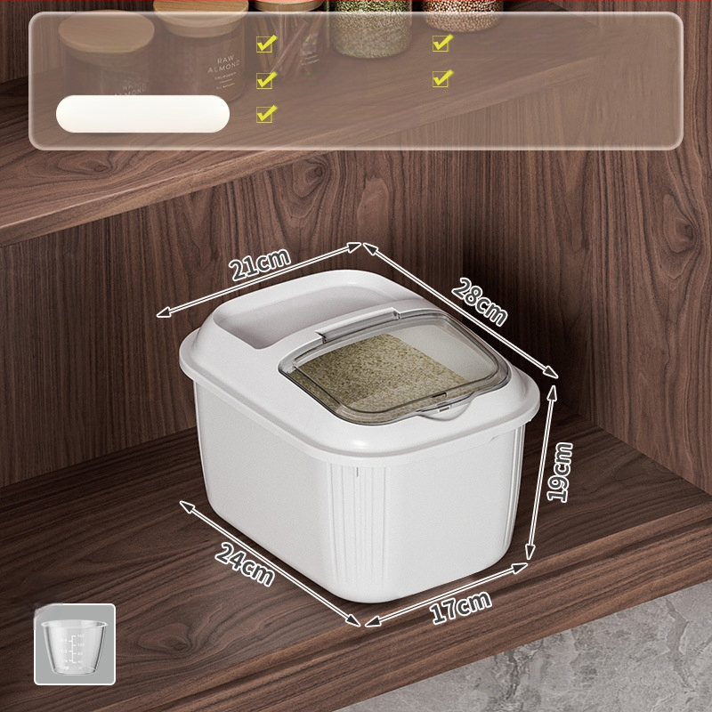 Riisihoidik klapiga, niiskuskindel ja putukakindel, PP-materjalist, maht üle 10 l, logotüübi kohandamine