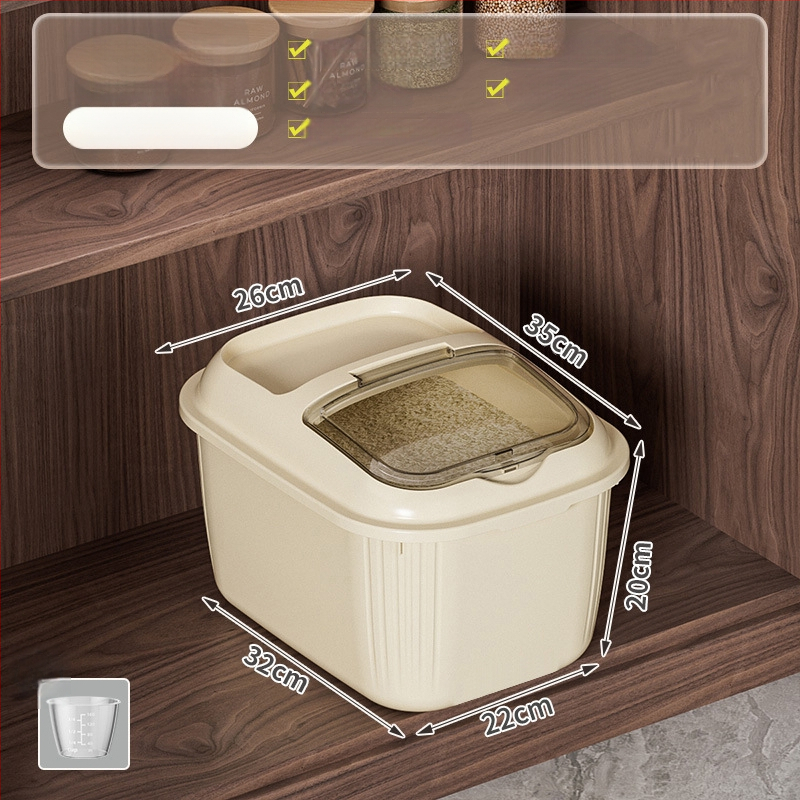 Riisihoidik klapiga, niiskuskindel ja putukakindel, PP-materjalist, maht üle 10 l, logotüübi kohandamine