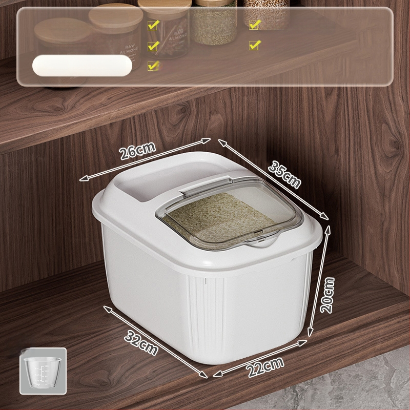 Riisihoidik klapiga, niiskuskindel ja putukakindel, PP-materjalist, maht üle 10 l, logotüübi kohandamine