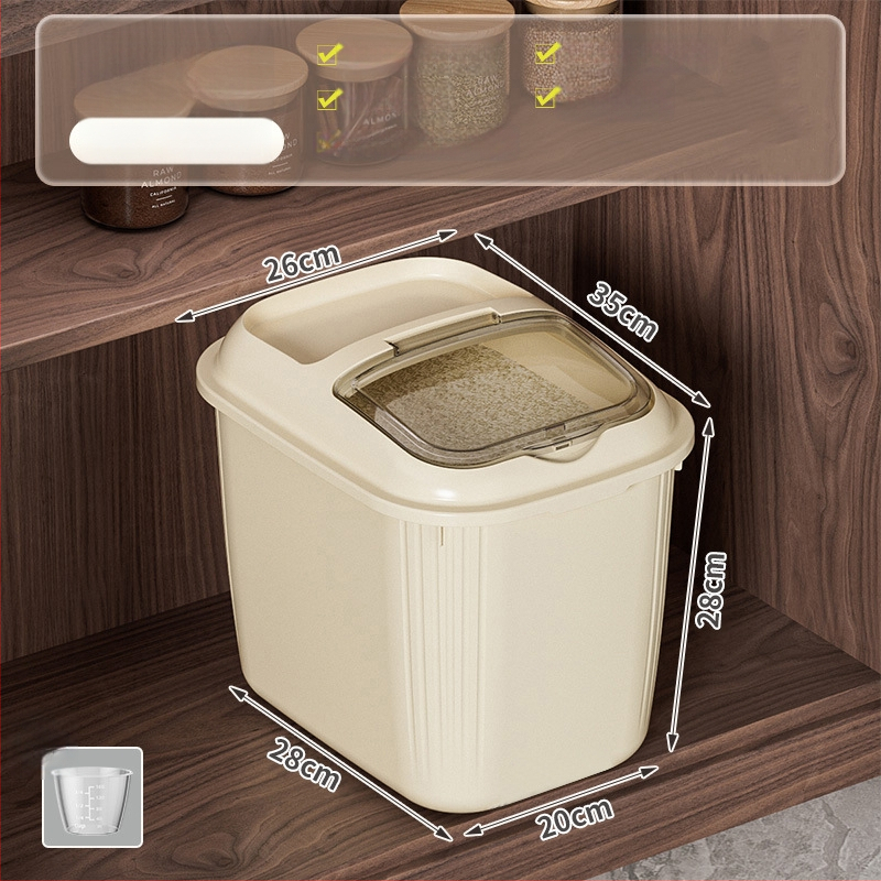 Riisihoidik klapiga, niiskuskindel ja putukakindel, PP-materjalist, maht üle 10 l, logotüübi kohandamine