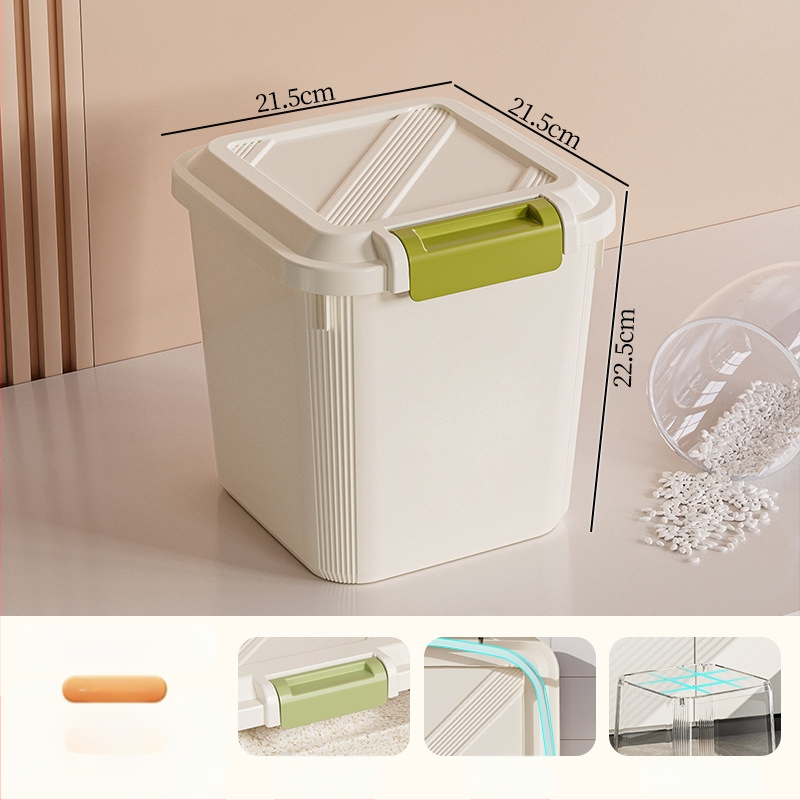 Riisihoidla kast; tihendatud, niiskuskindel ja putukavastane; plastik (PP); maht 10 l või rohkem; logotipi trükkimine on võimalik.