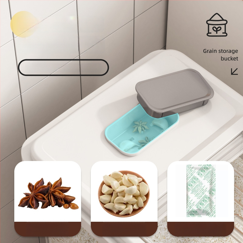 Riisihoidik kaanega; toidukvaliteediga PP-plastikust; suletud, niiskuskindel ja putukaitse; Mu Ming