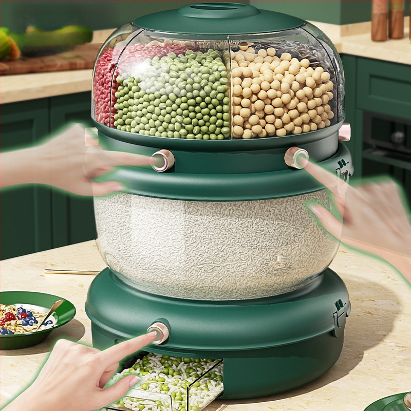 Pöörlev Teravilja Ladu Karp Plast, Kahekihiline Disain, 5–6 L, Suletud, Niiskusest ja Putukavastane, PP Plastik