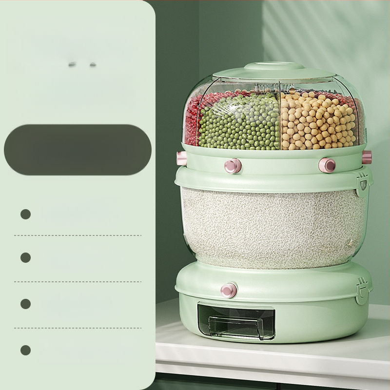 Pöörlev Teravilja Ladu Karp Plast, Kahekihiline Disain, 5–6 L, Suletud, Niiskusest ja Putukavastane, PP Plastik