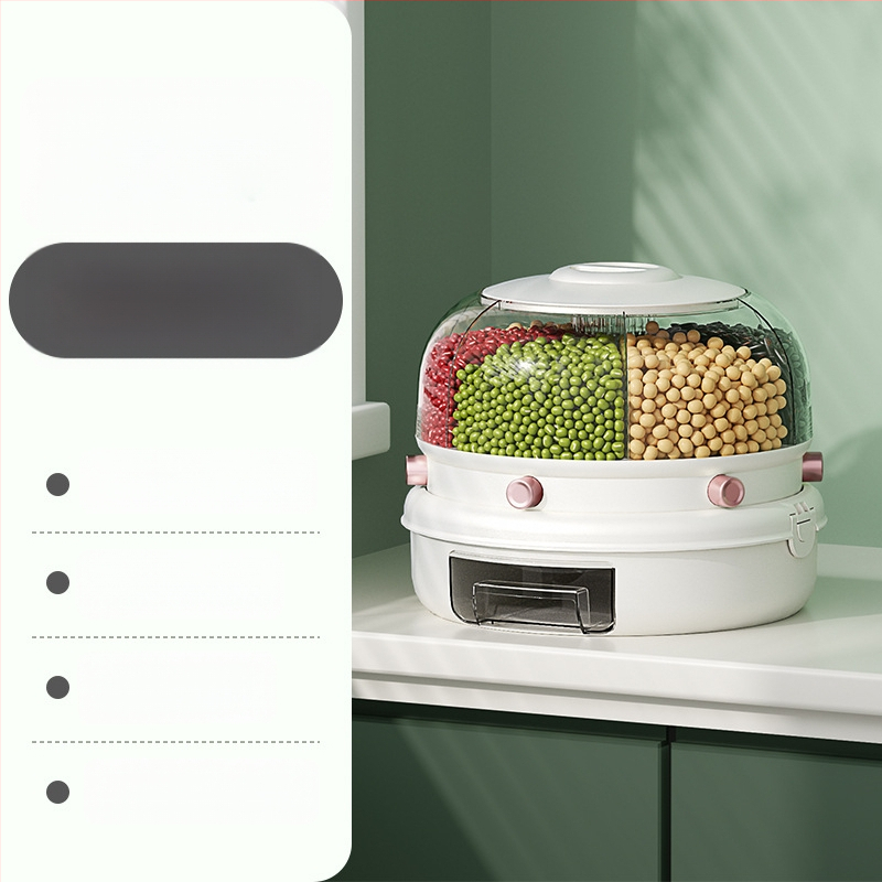 Pöörlev Teravilja Ladu Karp Plast, Kahekihiline Disain, 5–6 L, Suletud, Niiskusest ja Putukavastane, PP Plastik