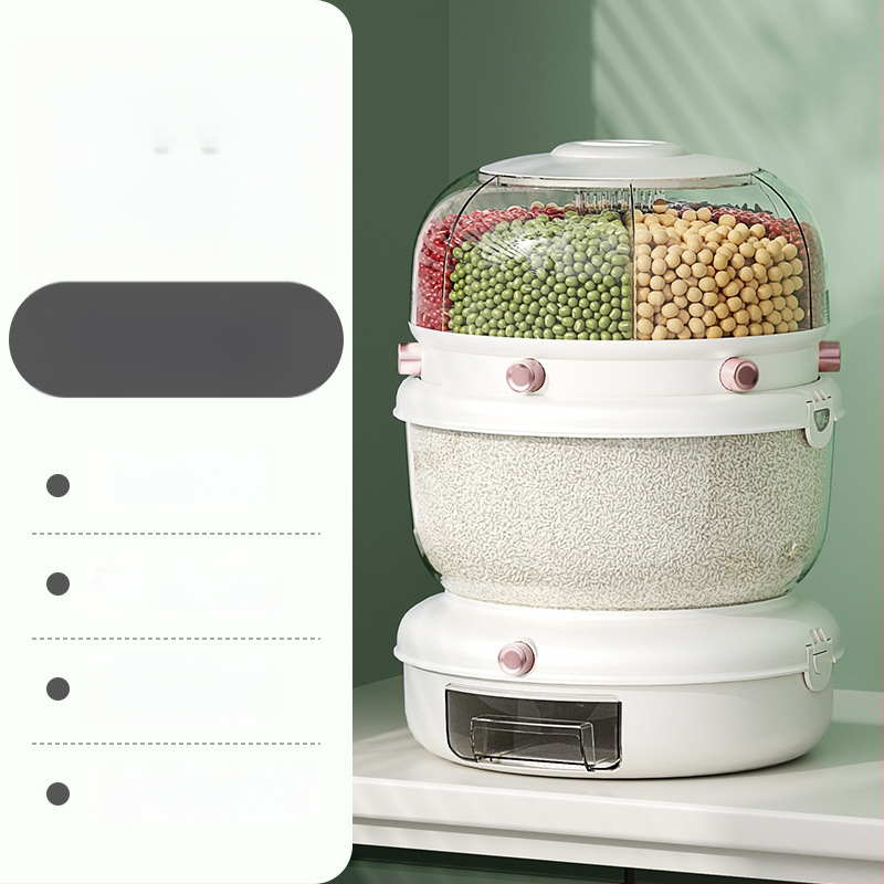 Pöörlev Teravilja Ladu Karp Plast, Kahekihiline Disain, 5–6 L, Suletud, Niiskusest ja Putukavastane, PP Plastik