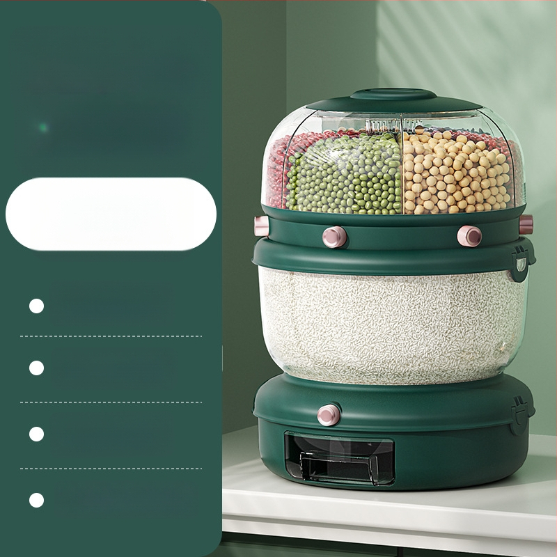 Pöörlev Teravilja Ladu Karp Plast, Kahekihiline Disain, 5–6 L, Suletud, Niiskusest ja Putukavastane, PP Plastik