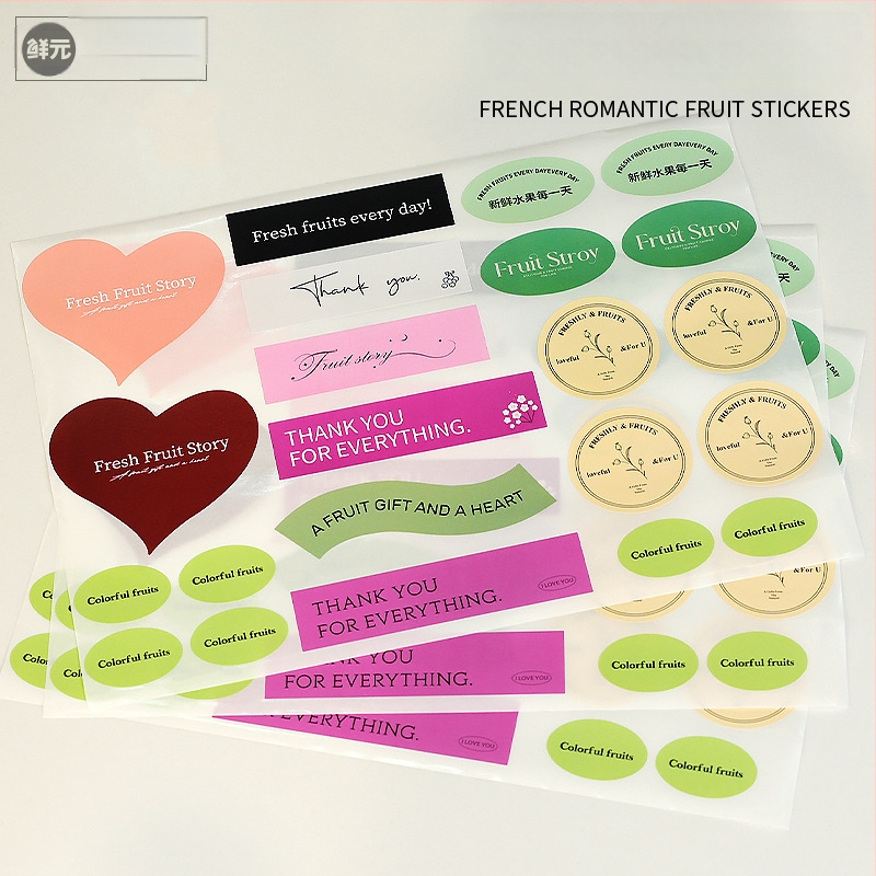 Vaisių etiketės identifikavimui – dengtas popieriaus lipdukas, PVC lipalas, lengvas viršelio filmas, be pritaikymo, licencijuojamos privatūs prekės ženklai