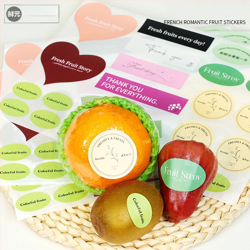 Vaisių etiketės identifikavimui – dengtas popieriaus lipdukas, PVC lipalas, lengvas viršelio filmas, be pritaikymo, licencijuojamos privatūs prekės ženklai