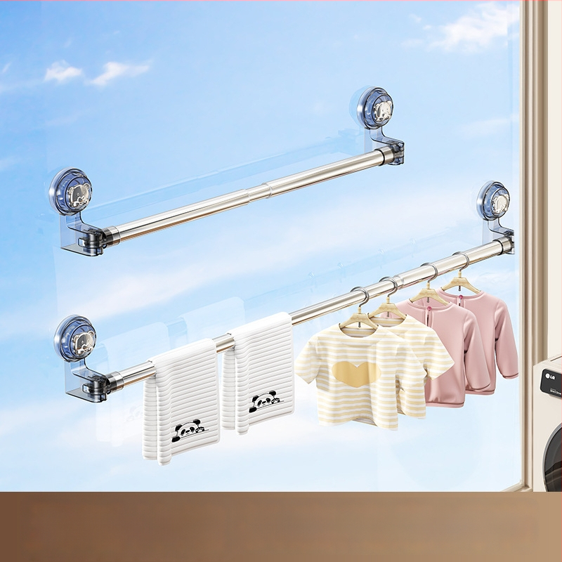 Ištraukiamas balkono drabužių džiovinimo lazda su siurbimo dangteliu, anglies plienas, šiuolaikinis minimalistinis dizainas, prekių ženklas Jia Zhi Wang, modelis 8856