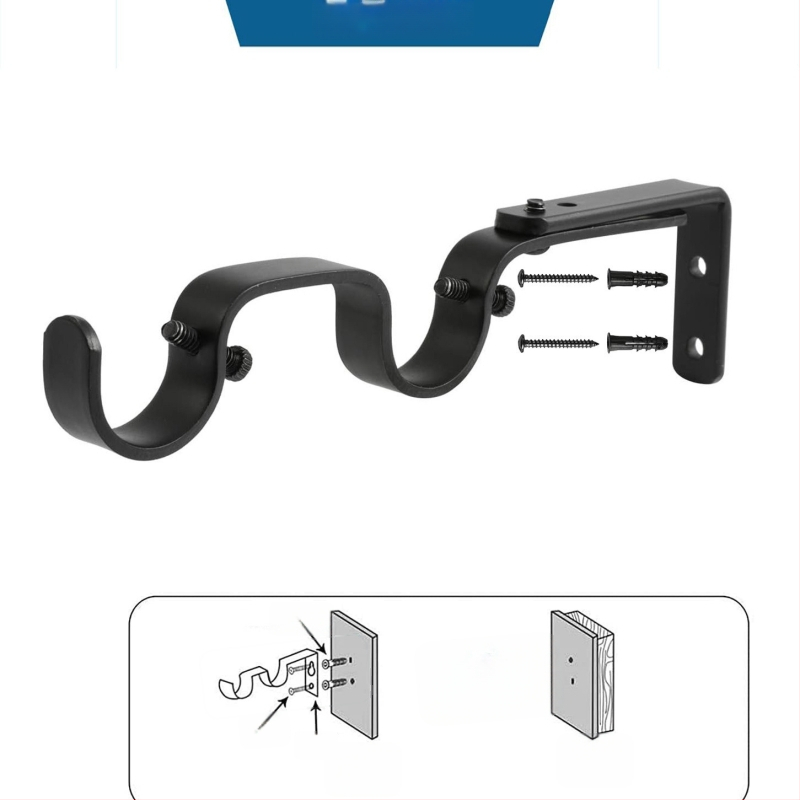 Užuolaidų priedai - reguliuojamas dvigubas laikiklis užuolaidų stiebui, modelis 04-700-0041/42/43/44/45, Geležis, Įtrauktas varžtų rinkinys