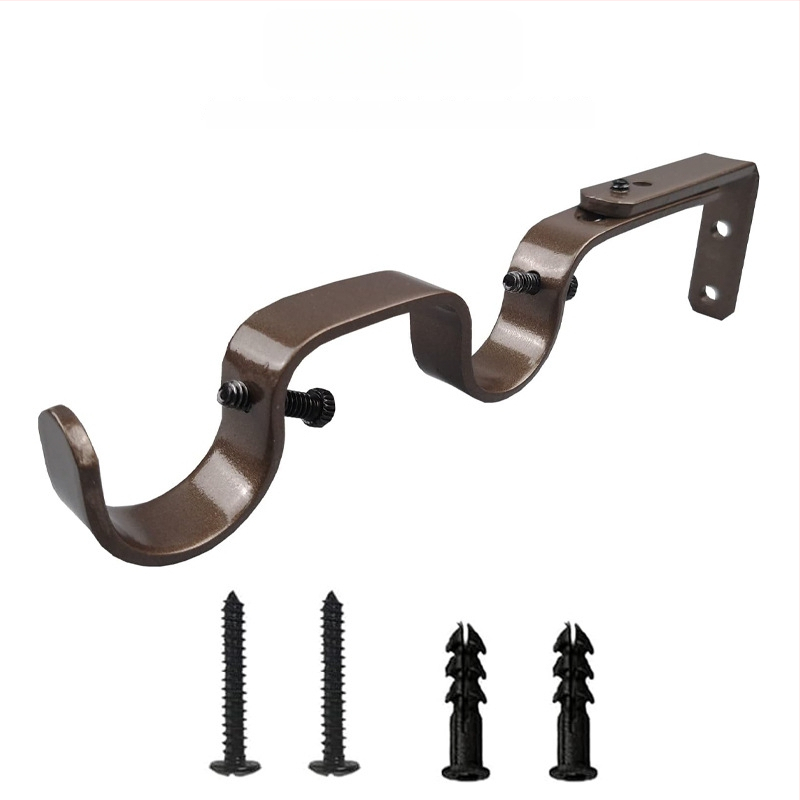 Užuolaidų priedai - reguliuojamas dvigubas laikiklis užuolaidų stiebui, modelis 04-700-0041/42/43/44/45, Geležis, Įtrauktas varžtų rinkinys