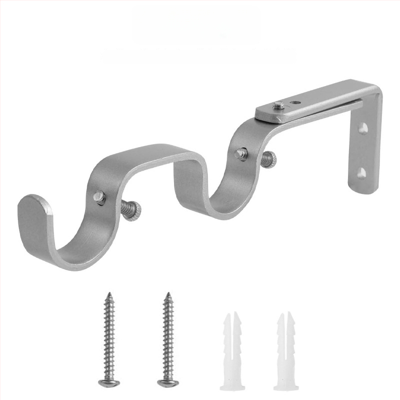 Užuolaidų priedai - reguliuojamas dvigubas laikiklis užuolaidų stiebui, modelis 04-700-0041/42/43/44/45, Geležis, Įtrauktas varžtų rinkinys