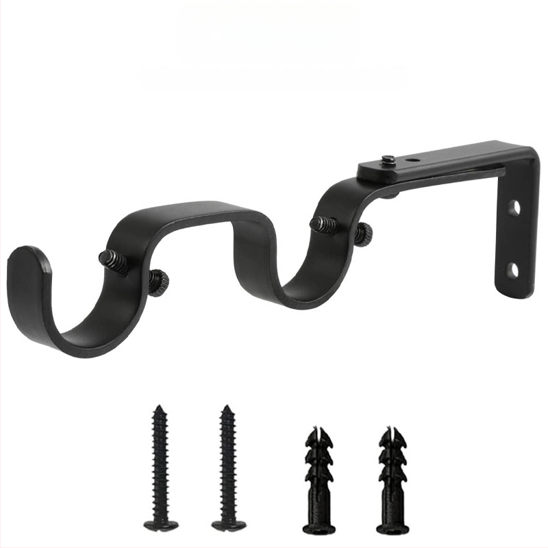 Užuolaidų priedai - reguliuojamas dvigubas laikiklis užuolaidų stiebui, modelis 04-700-0041/42/43/44/45, Geležis, Įtrauktas varžtų rinkinys