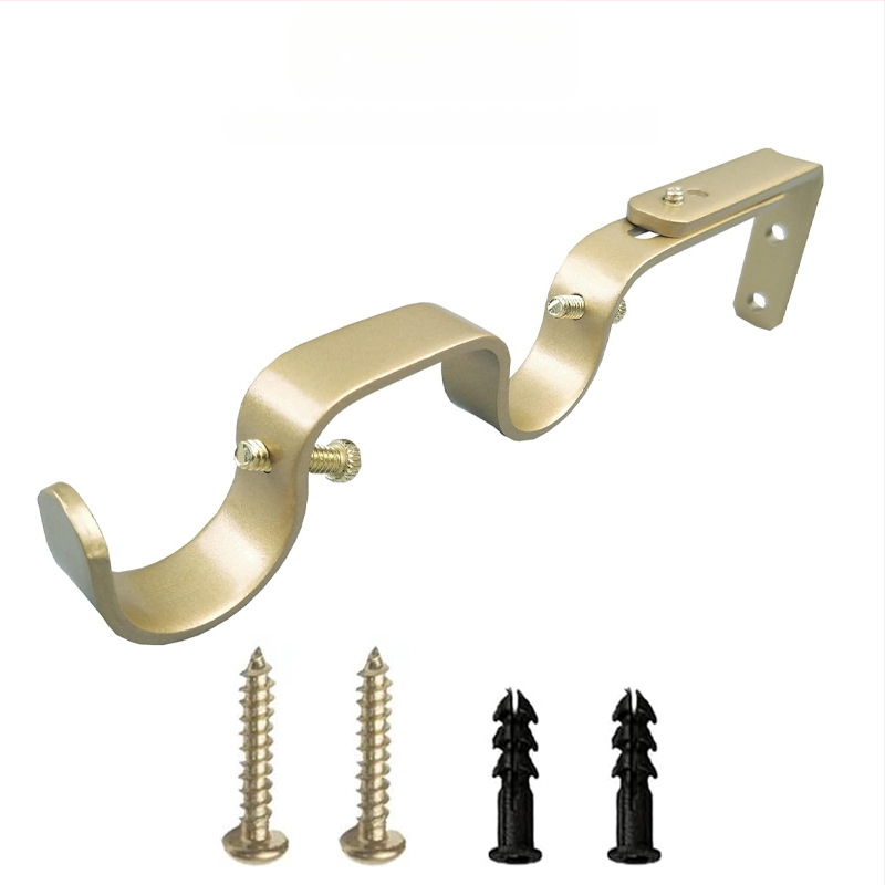 Užuolaidų priedai - reguliuojamas dvigubas laikiklis užuolaidų stiebui, modelis 04-700-0041/42/43/44/45, Geležis, Įtrauktas varžtų rinkinys