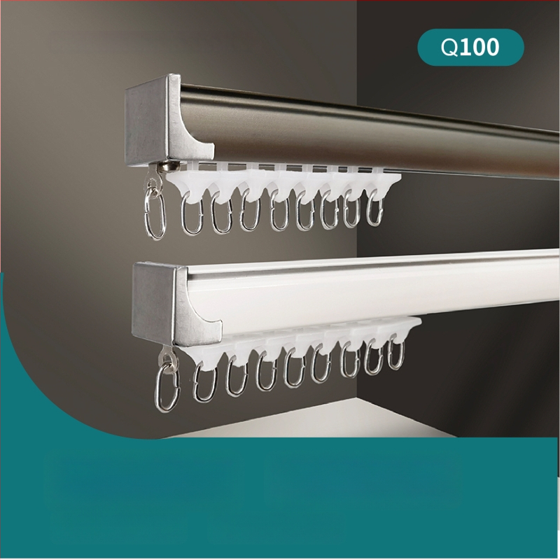 Qingling užuolaidų takelis iš aliuminio lydinio – tylus veikimas, modelis Q100, pritaikomas, šiuolaikinis minimalistinis stilius