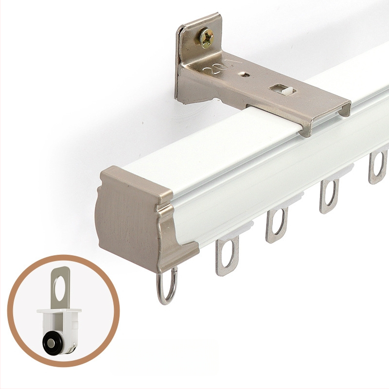 Užuolaidų bėgiklis – aliuminio lydinys, tiesus bėgis, guolis ritė, modelis 704, tinkamas kabinėjimo užuolaidoms