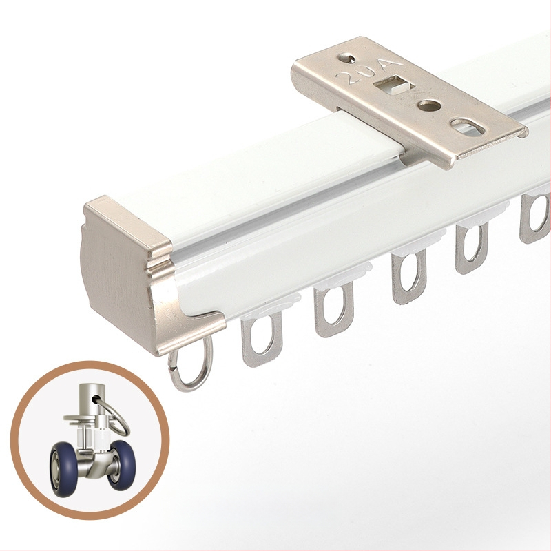 Užuolaidų bėgiklis – aliuminio lydinys, tiesus bėgis, guolis ritė, modelis 704, tinkamas kabinėjimo užuolaidoms