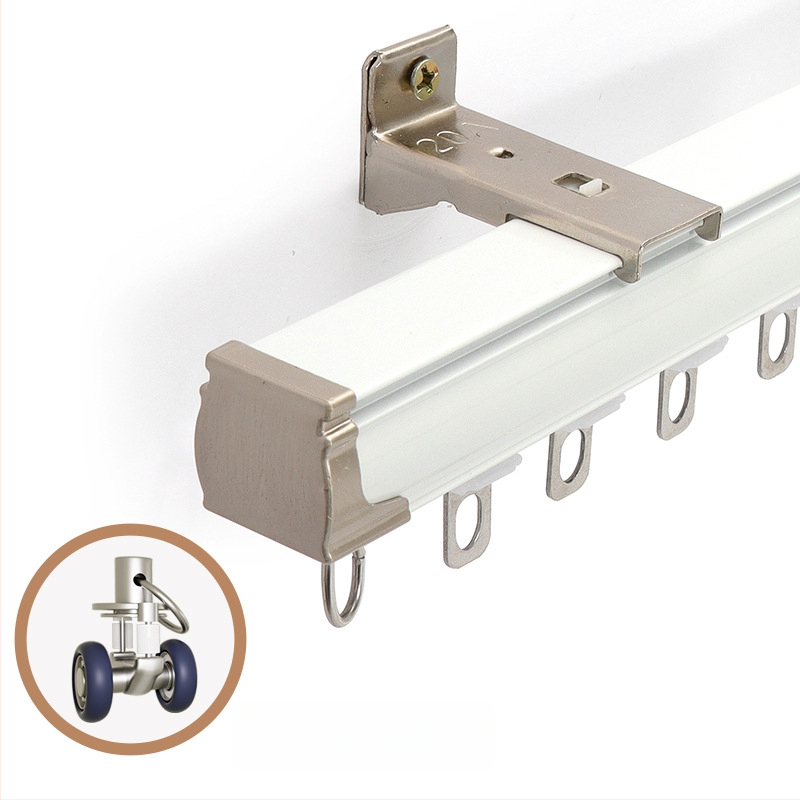 Užuolaidų bėgiklis – aliuminio lydinys, tiesus bėgis, guolis ritė, modelis 704, tinkamas kabinėjimo užuolaidoms